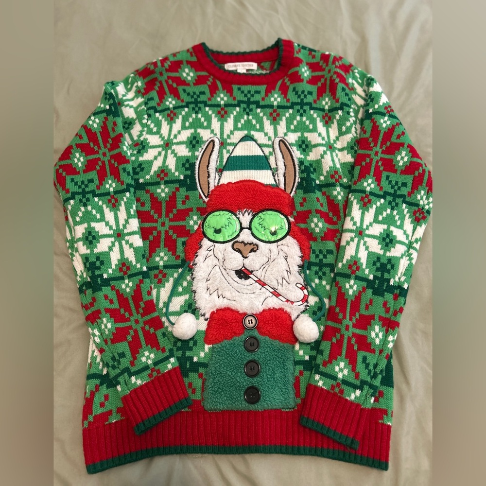 Holiday Llama Sweater in Green and Red